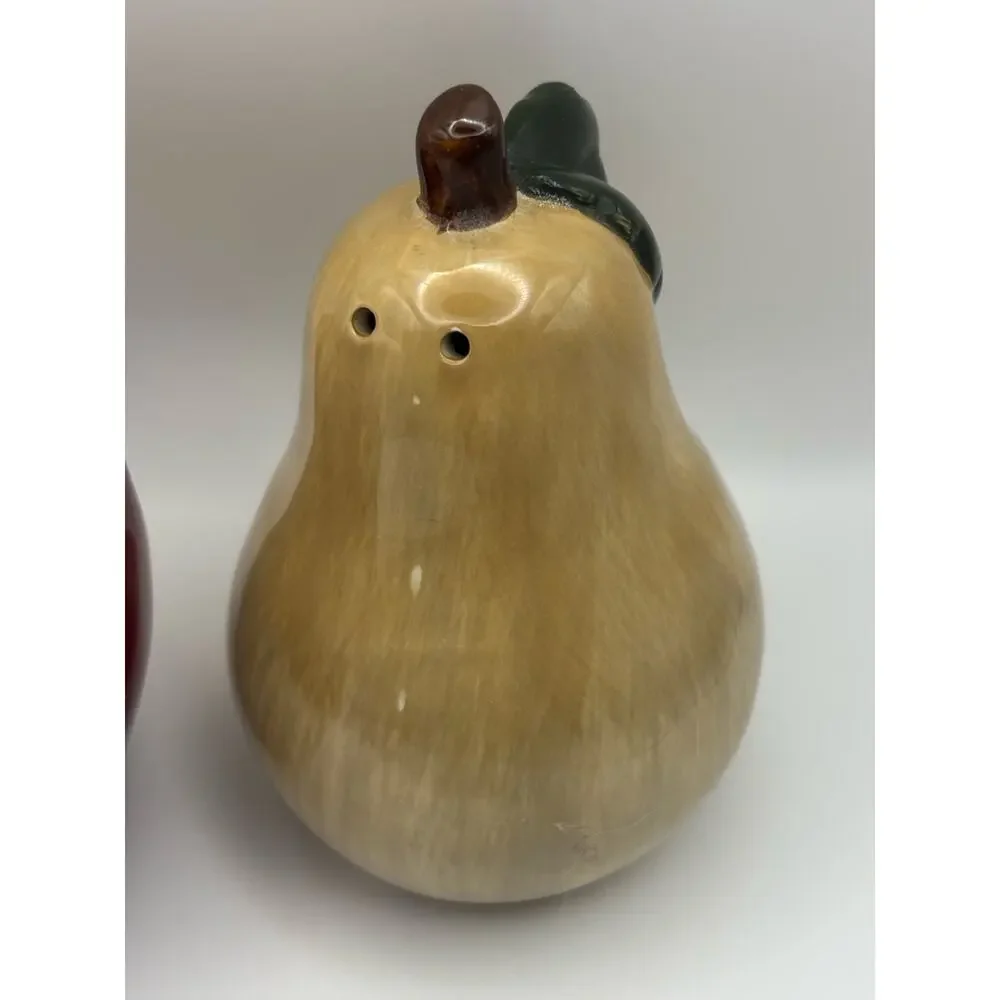Ceramic Apple & Pear Salt & Pepper Shaker Set, Cottagecore Kitchen Accents